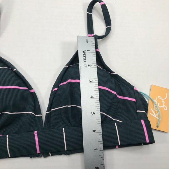 Kona Sol Women's Size Small 4-6 Textured Triangle Bikini Swim Top Indigo New - Picture 12 of 14